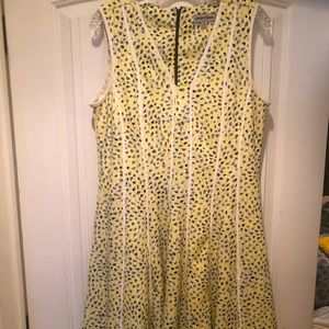 Yellow dot-print skater dress